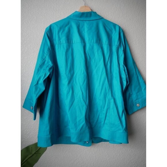 Christopher & Banks Women Turquoise Button Down Jacket Overcoat Basics NWT 3x - Picture 2 of 11
